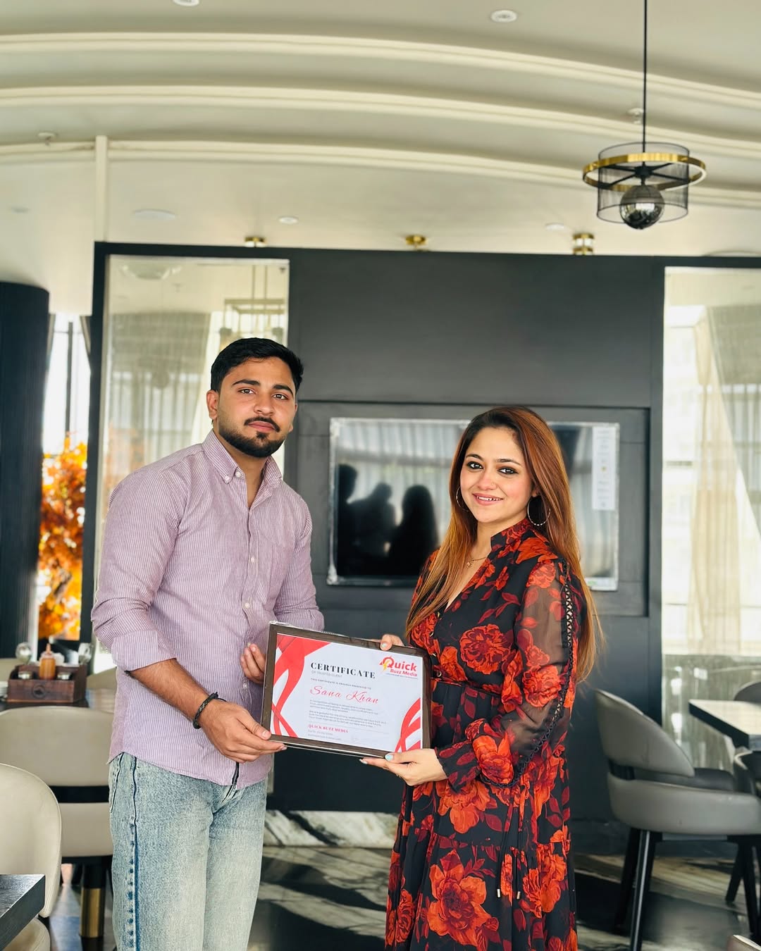 Sana Khan Certificate — Quick Buzz Media